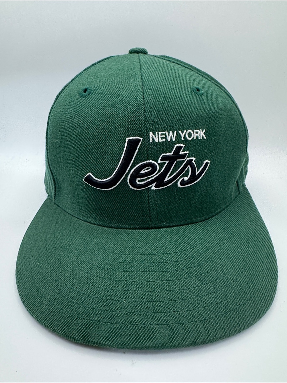New York Jets Hat Reebok NFL Team Apparel Script Green Fitted Cap Hat Size 7 1/4